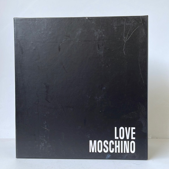 LOVE MOSCHINO Jacquard knit-paneled faux leather high-top sneakers US9 IT39 - Picture 5 of 10